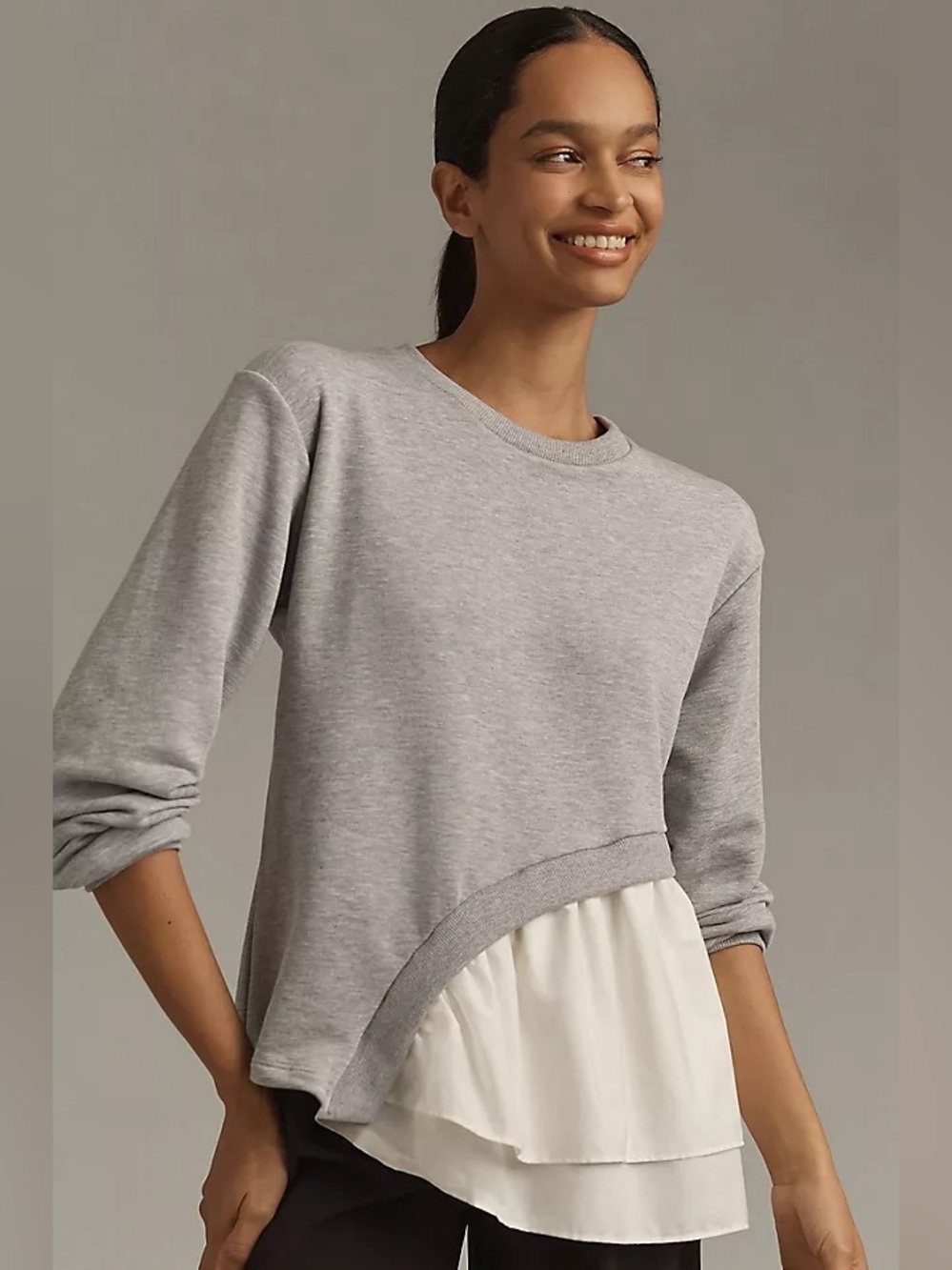 NWT Anthropologie Maeve Asymmetrical Twofer Sweatshirt Small